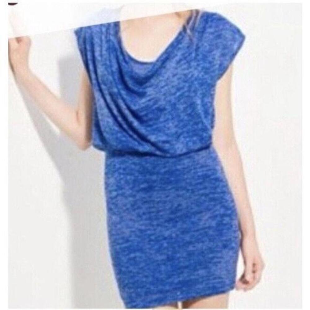 Alice & Olivia Dress S Linen Burnout‎ Drape Neck Sleeveless Mini